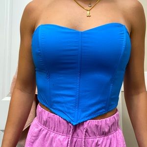 Pacsun blue heart shaped neckline top